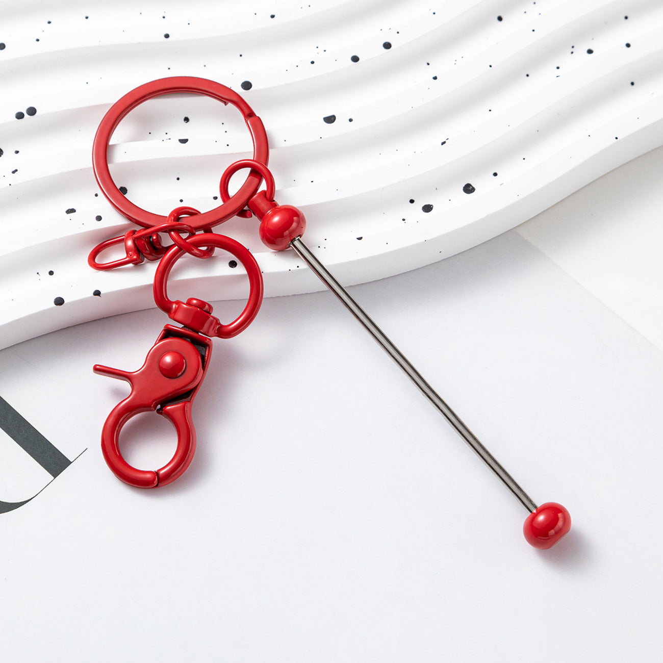 Wholesale Beadable Bar Keychains Handmade Metal Solid Color Keychain